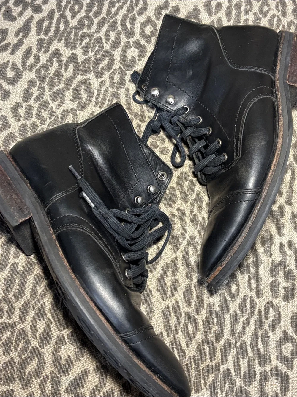 Thursday everyday black leather men’s small batch handcrafted lace up boots 9.5
